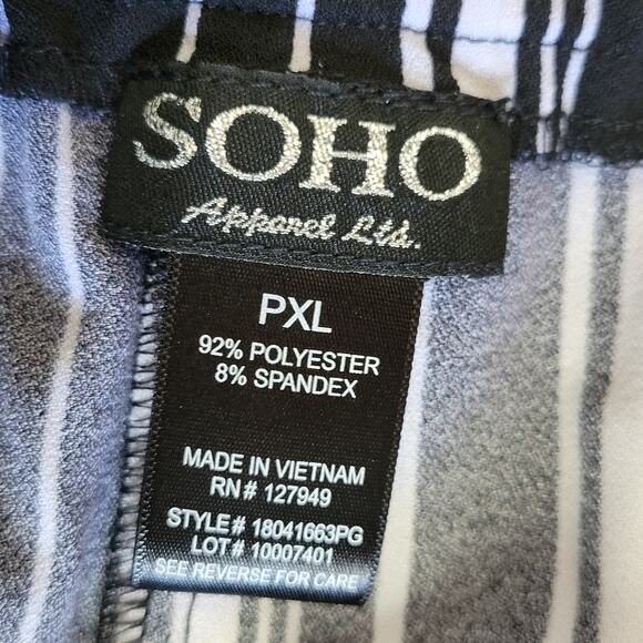 SOHO Apparel Ltd Size PXL Paperbag Pull On Wide Leg Pleated Striped Tie Pants - Picture 11 of 13